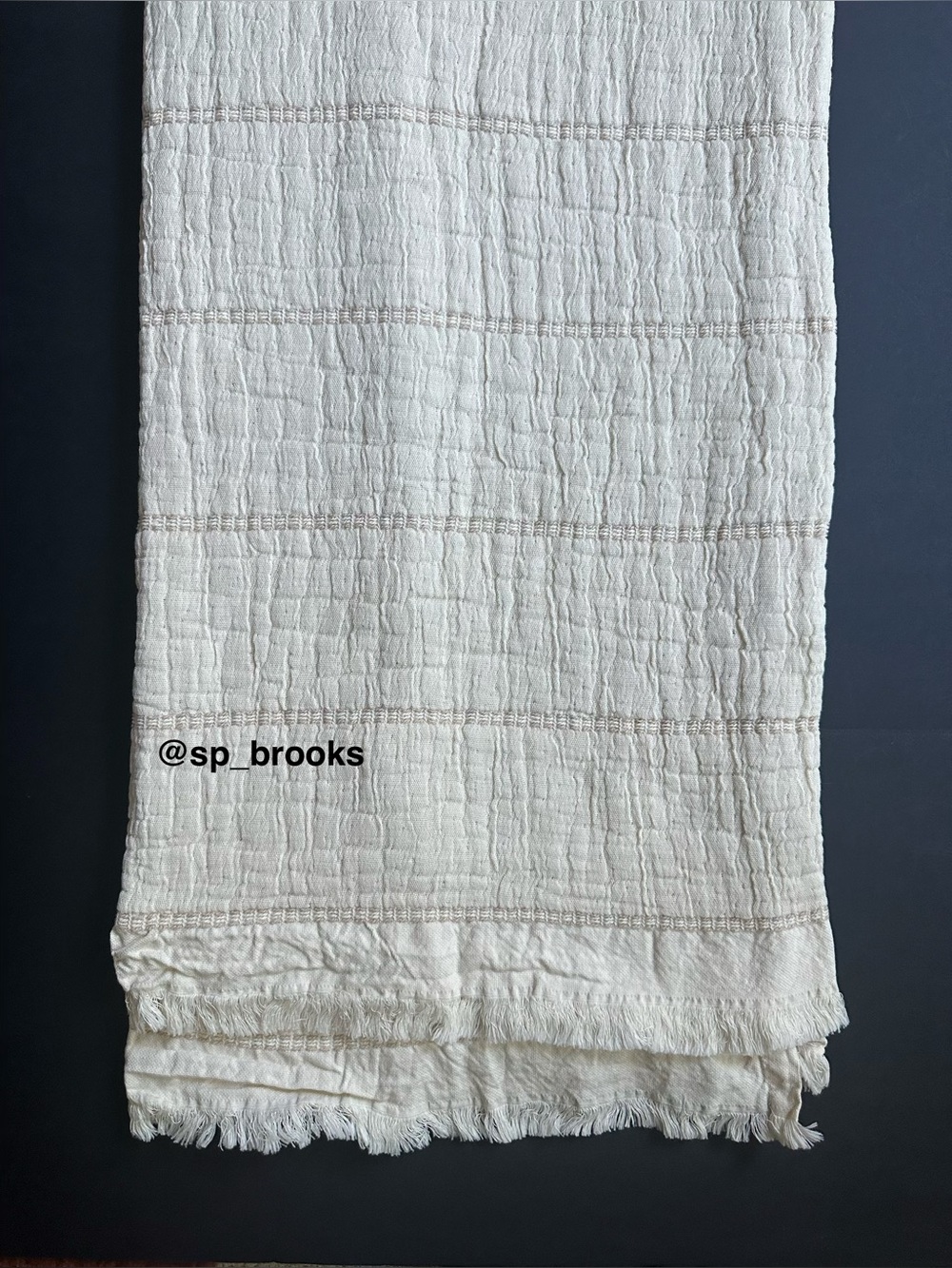🎁Piscatextil Throw Blanket - Ivory with Tan Stitching - Picture 5 of 7